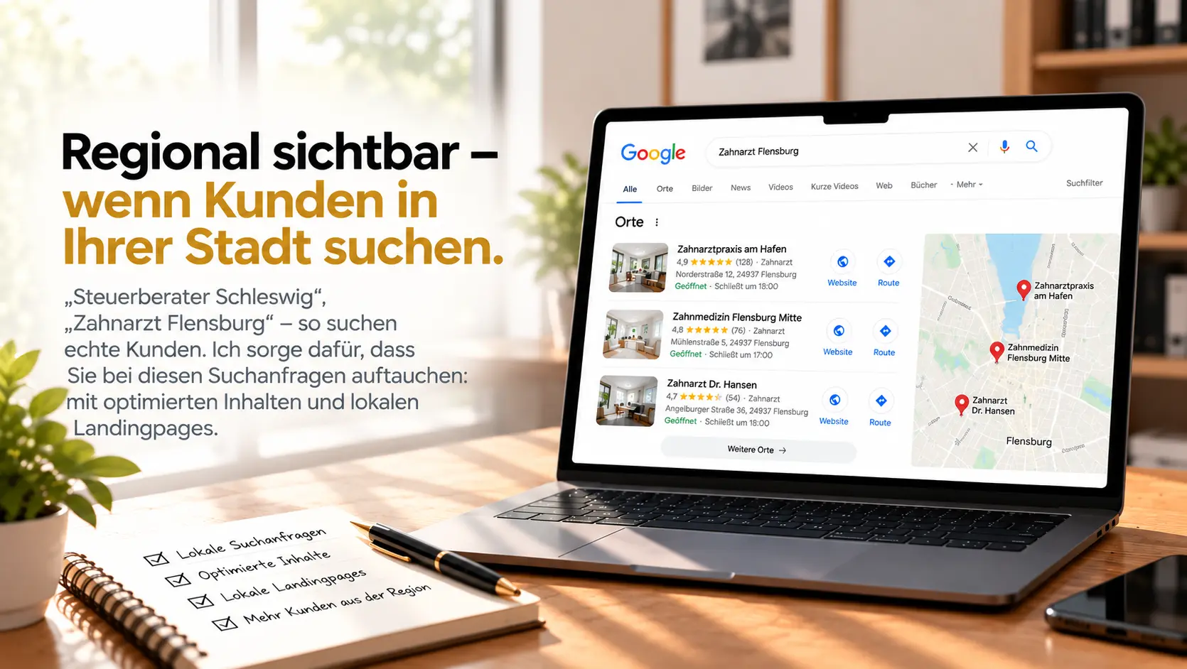 Lokale Suchmaschinenoptimierung in Schleswig – gefunden werden, wenn Kunden in Ihrer Stadt suchen.