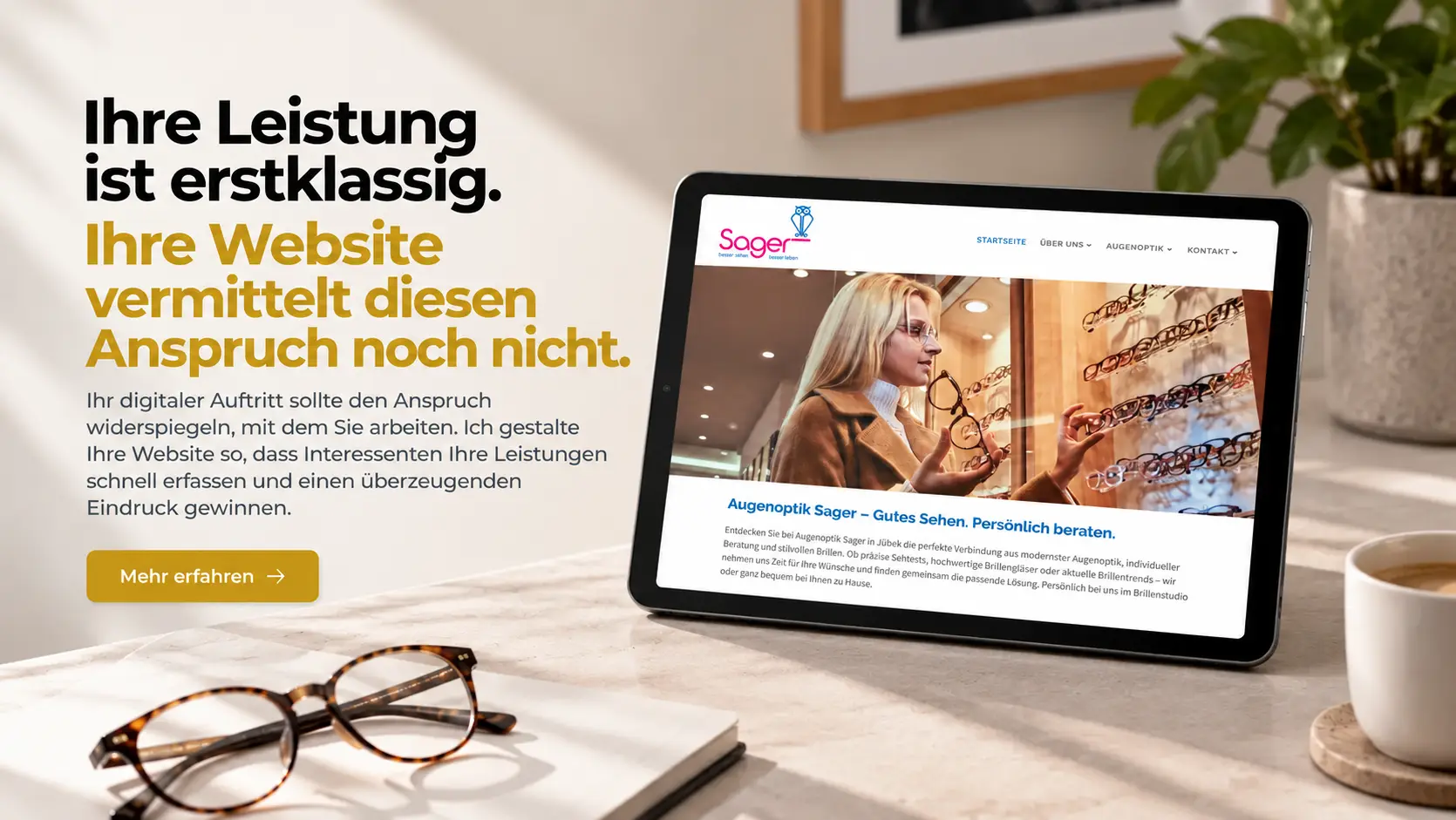 Professionelles Webdesign – Unternehmenswebsite Augenoptik Sager