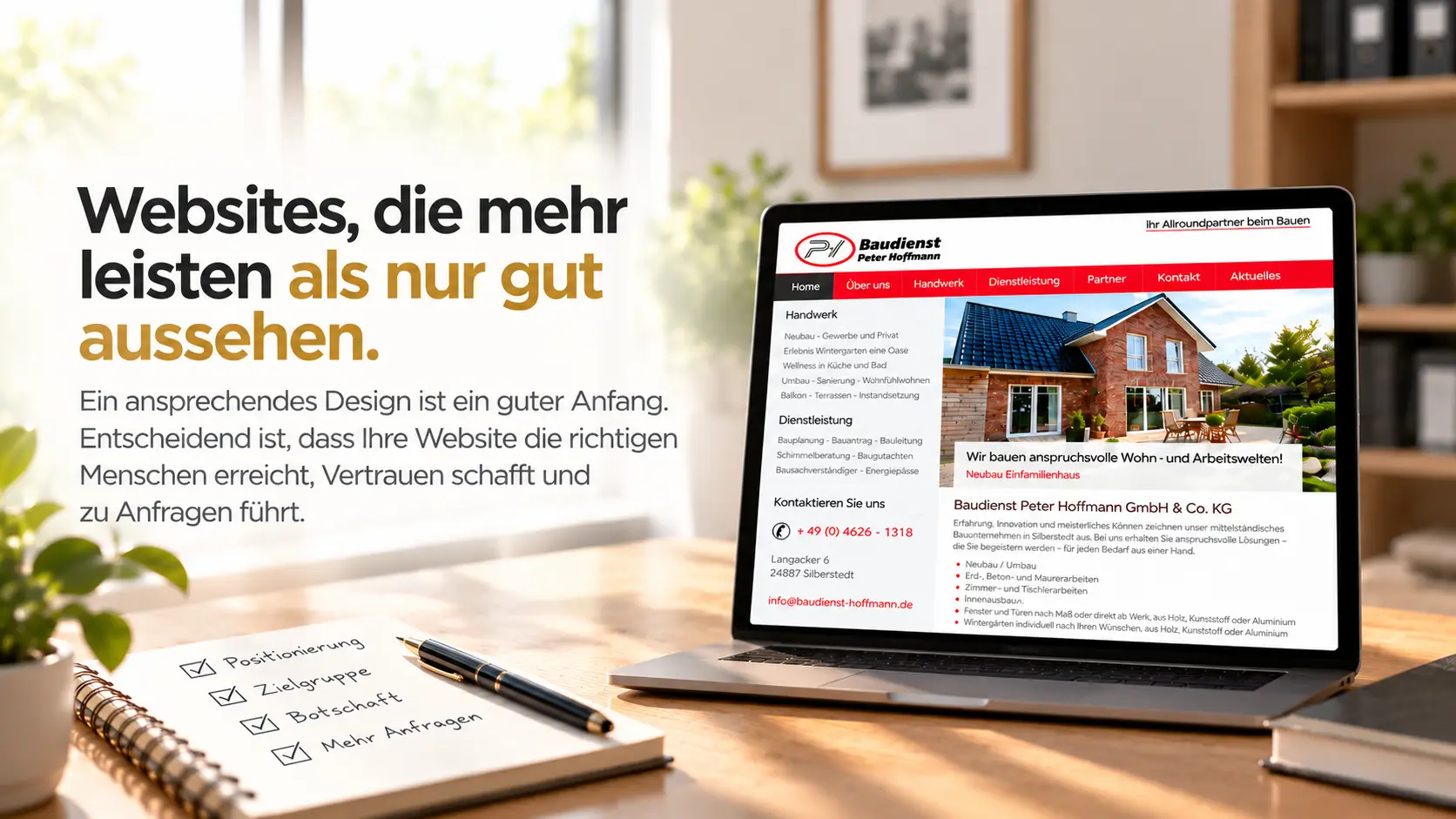 Positionierung für Unternehmenswebsites in Schleswig am Beispiel Baudienst Peter Hoffmann