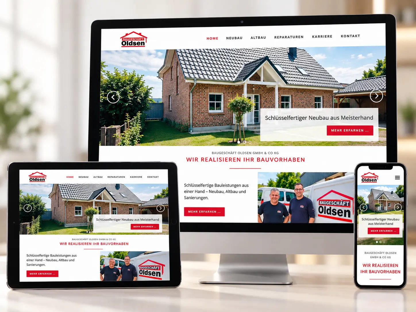 Baugeschäft Oldsen – Webdesign Taarstedt